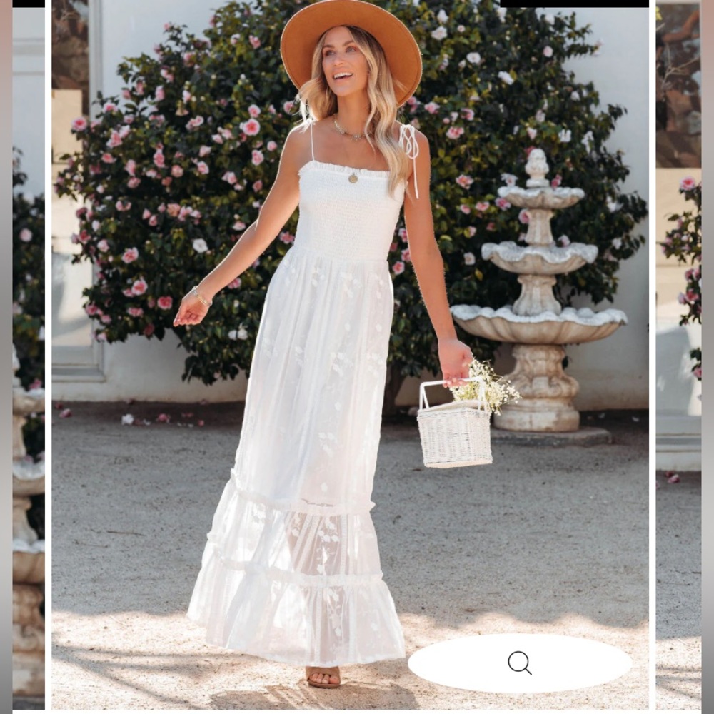 Vici Ceremony Smocked Embroidered Maxi Dress